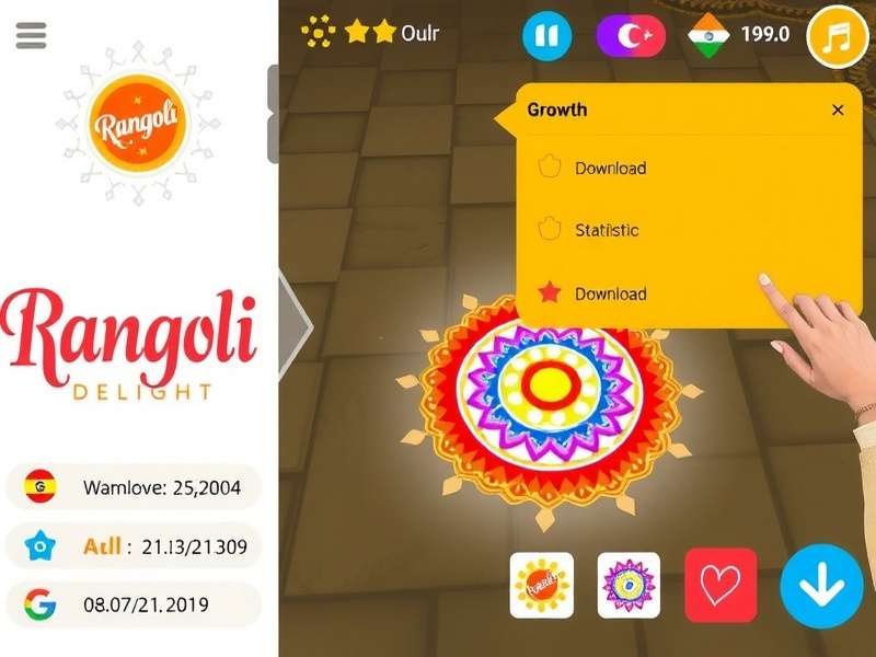 Vibrant Rangoli Delight gameplay showing colorful rangoli designs